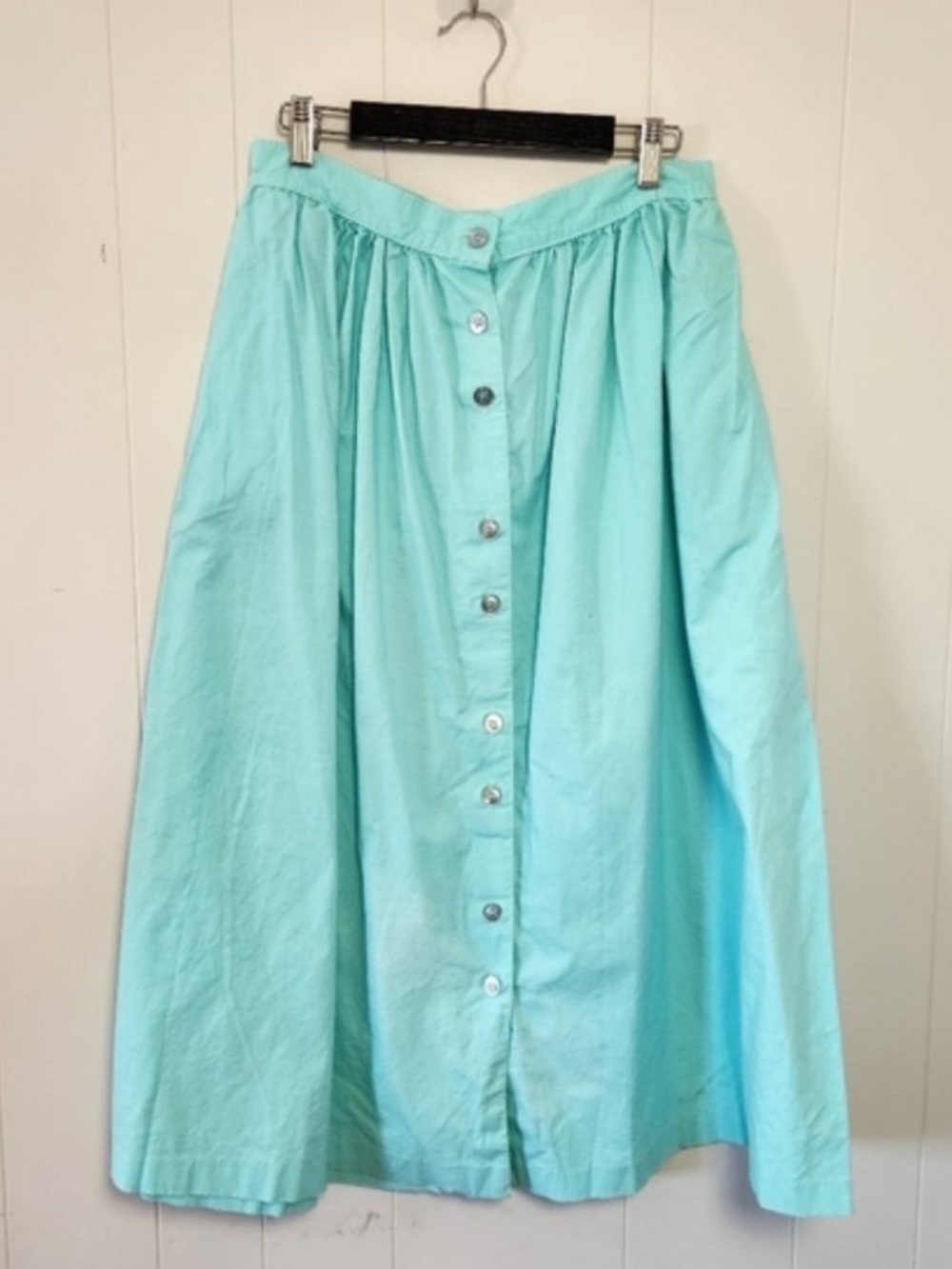 Sears Vintage Mint Button Down 70s 80s Cotton Midi Skirt Large